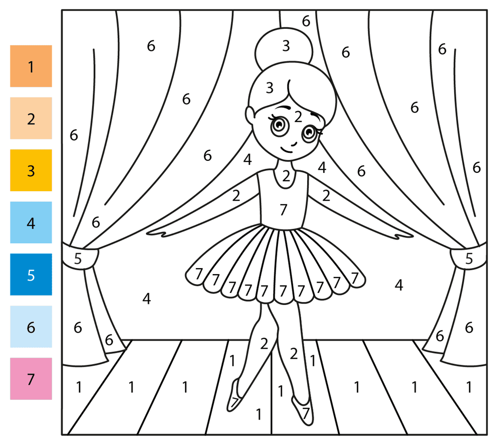 Ballerina Color By Number Coloring Page Md Coloring Page — Free Printable — free printable coloring page